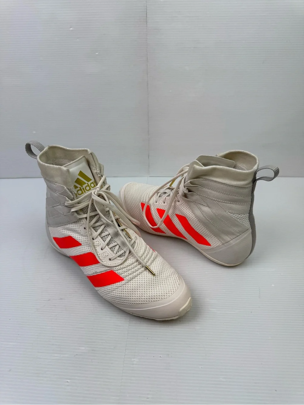 Adidas Speedex 18 Boxing Shoes Men's Sz 7.5 Off-White Solar Red FU8173 Athletic